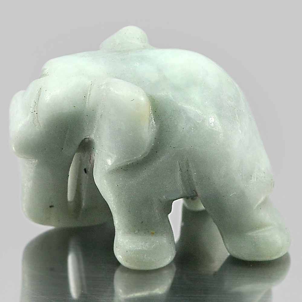 Green White Jade Elephant Carving 45.41 Ct. Natural Gemstone Unheated