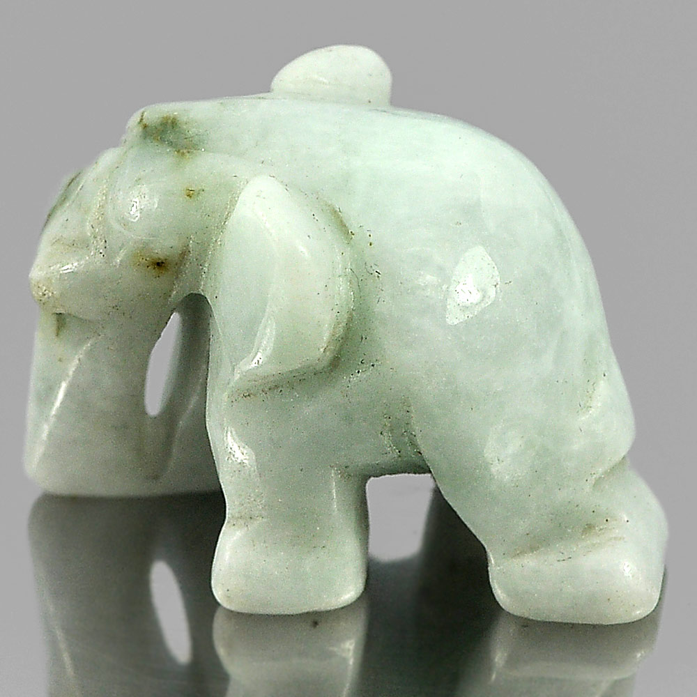 Unheated 55.56 Ct. Natural Gemstone Green White Jade Elephant Carving