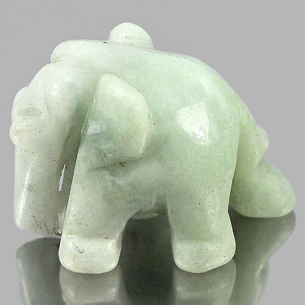 Green White Jade Elephant Carving 26 x 19 Mm.Unheated 51.62 Ct. Natural Gemstone