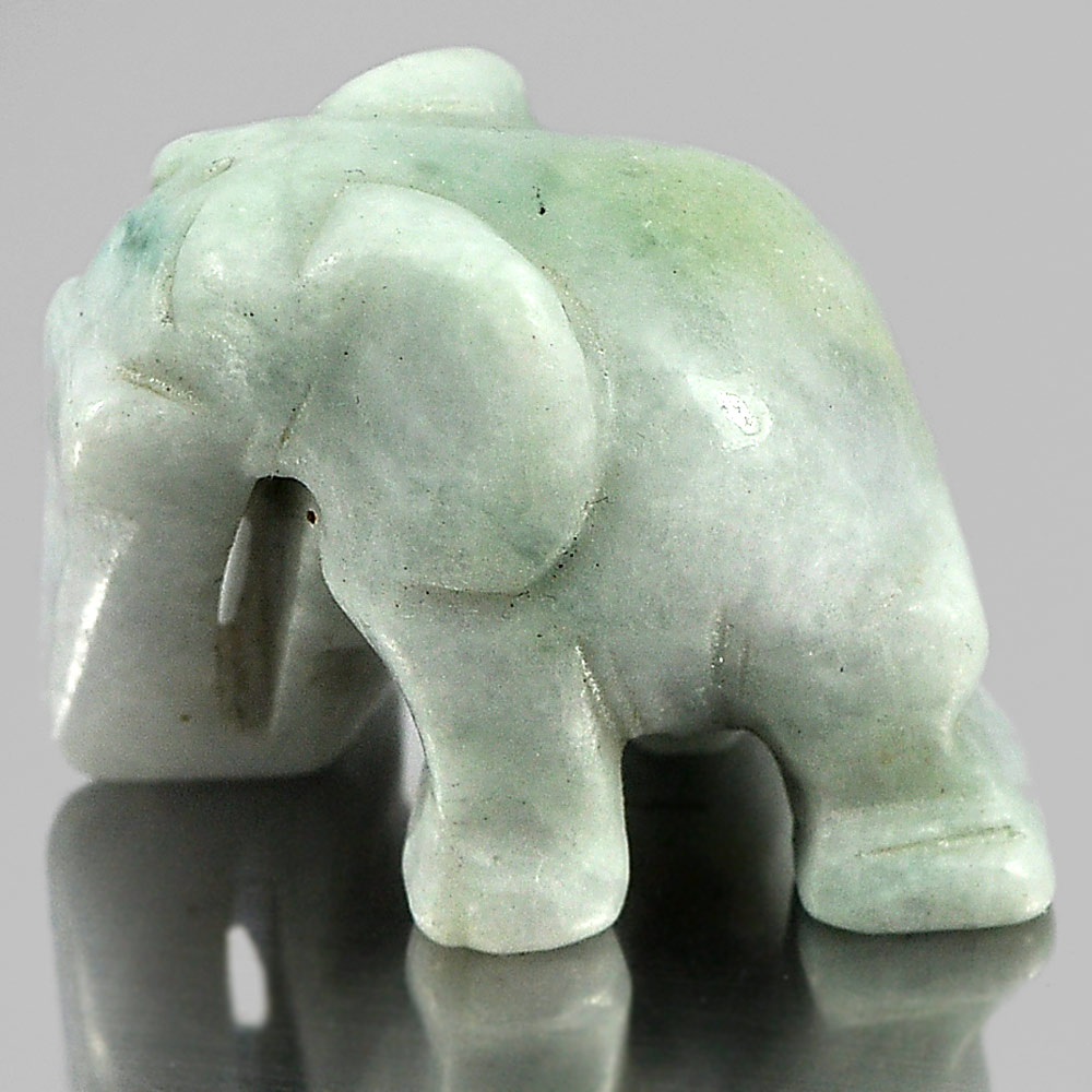 Green White Jade Elephant Carving 55.37 Ct. Natural Gemstone Unheated