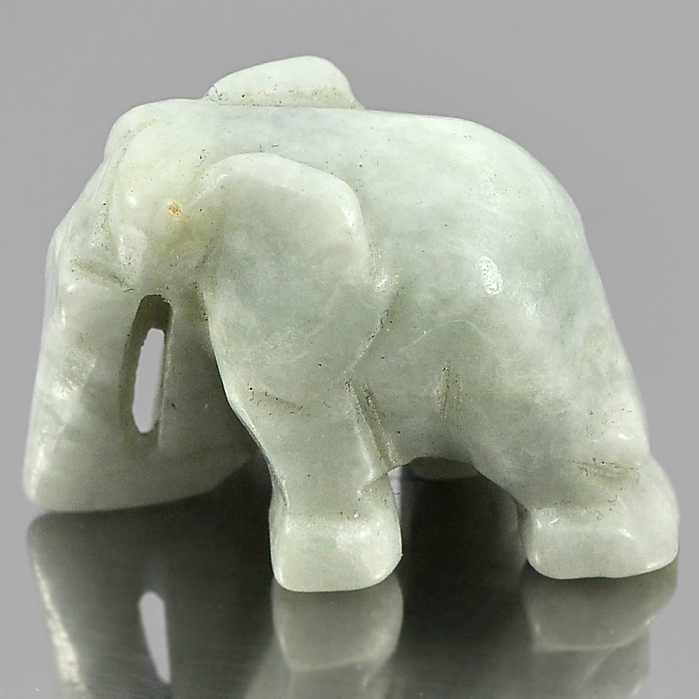 Green White Jade Elephant Carving 60.08 Ct. Natural Gemstone Unheated