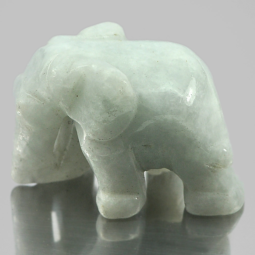 55.89 Ct. Natural Gemstone Green Jade Elephant Carving Unheated