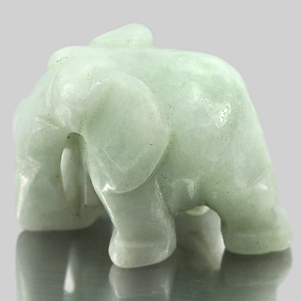 Green White Jade Elephant Carving 59.23 Ct. Natural Gemstone Unheated
