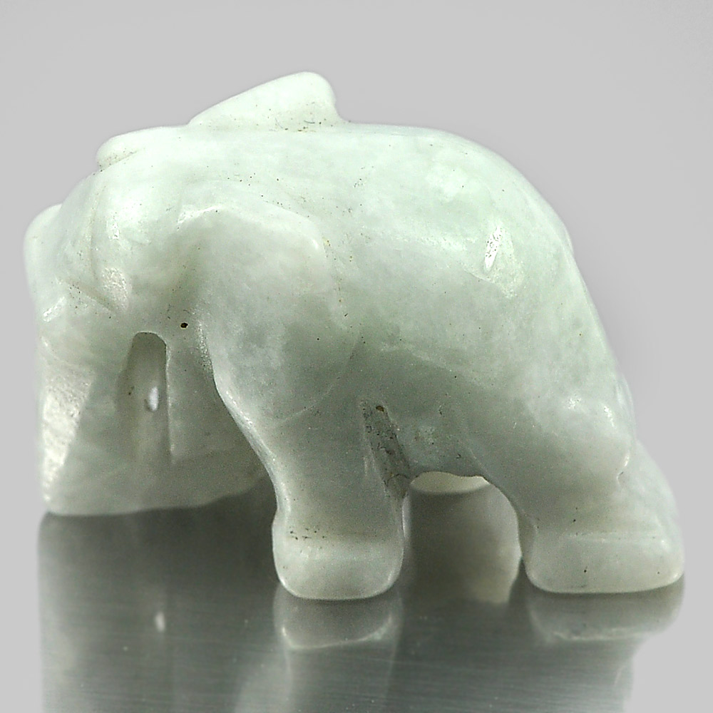 55.51 Ct. Natural Gemstone Green White Jade Elephant Carving Unheated