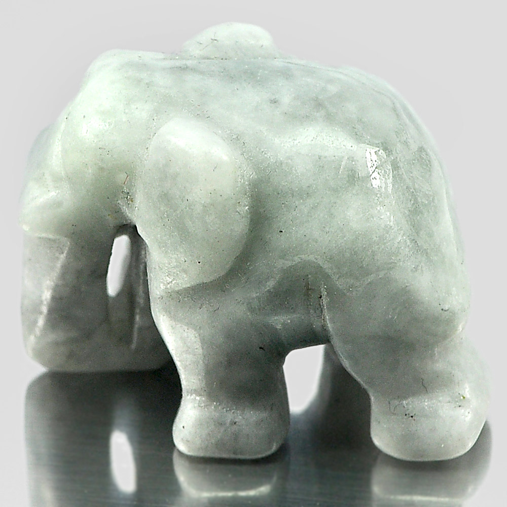 Green White Jade Elephant Carving Unheated 57.90 Ct. Natural Gemstone