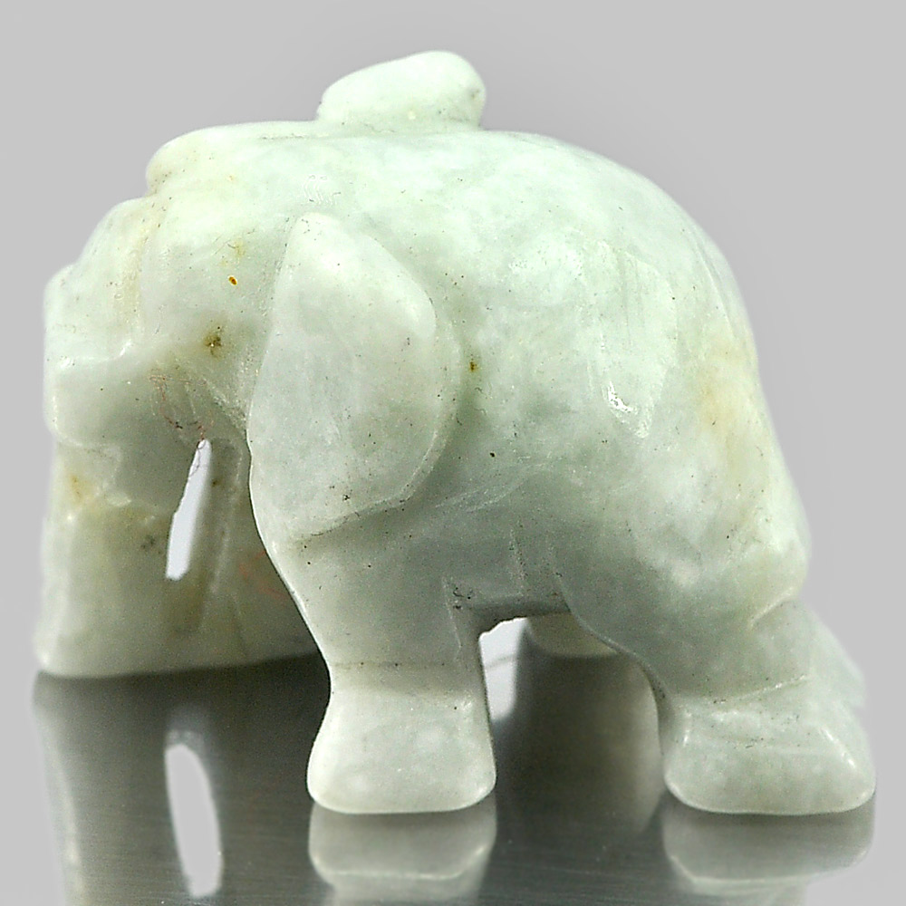 Unheated 61.74 Ct. Natural Gemstone Green White Jade Elephant Carving