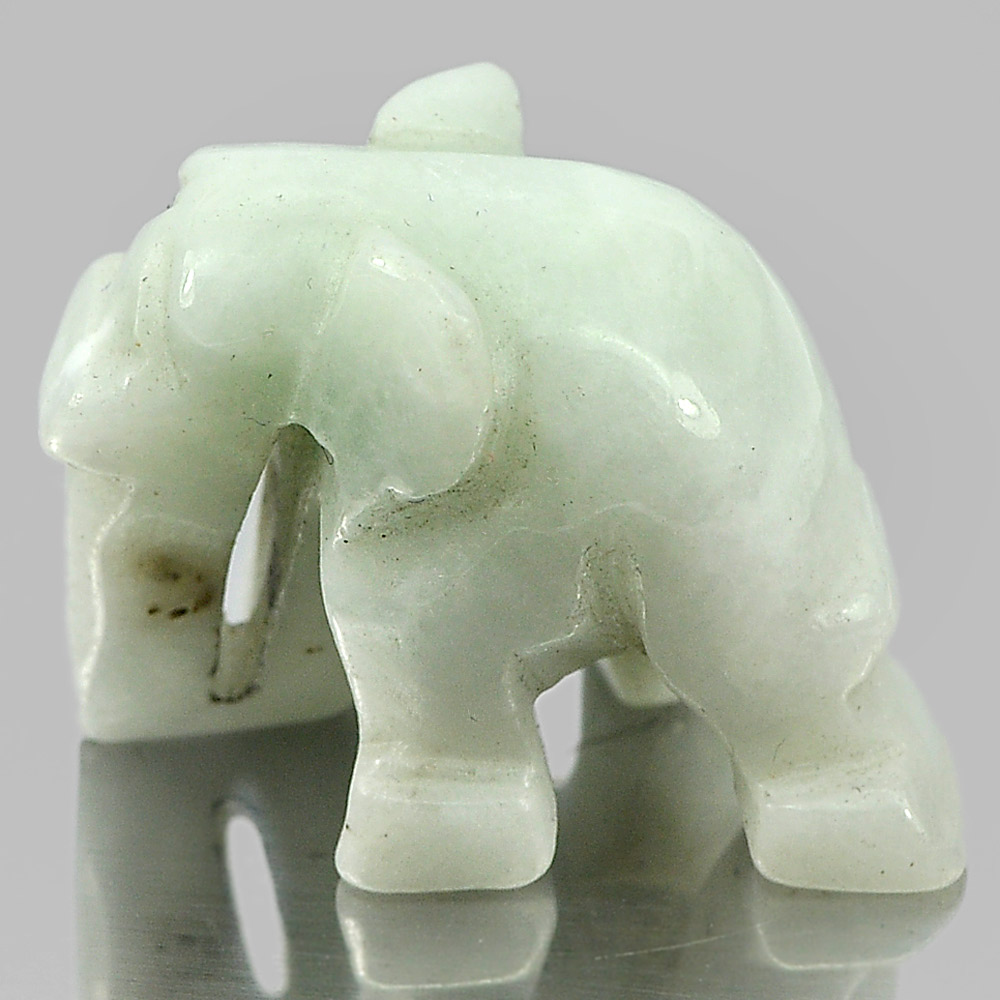 Unheated 45.37 Ct. Natural Gemstone Green White Jade Elephant Carving