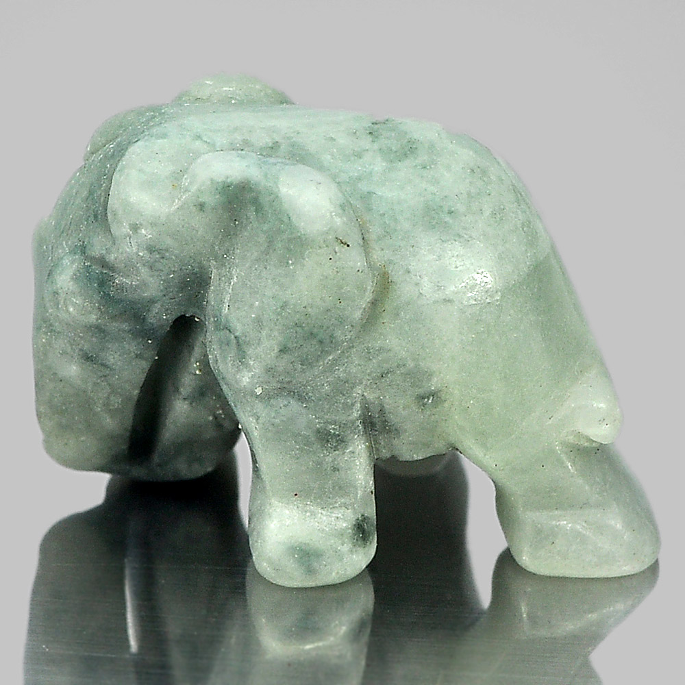 Green Jade Elephant Carving Unheated 57.51 Ct. Natural Gemstone