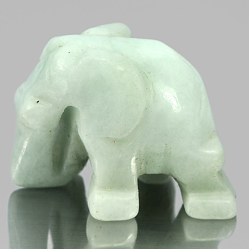 Green White Jade Elephant Carving 54.90 Ct. Natural Gemstone Unheated