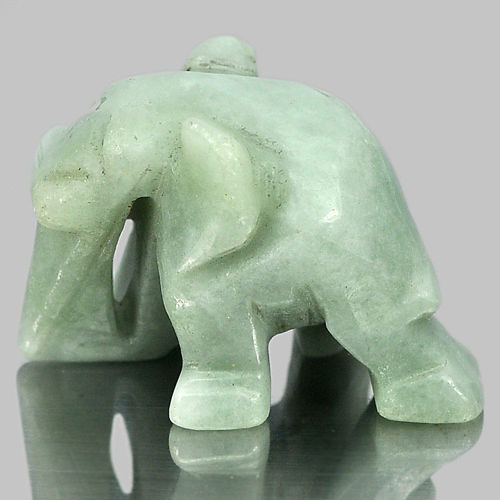 Green Jade Elephant Carving Unheated 59.25 Ct. Natural Gemstone