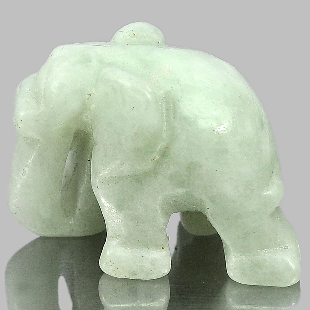 Green White Color Jade Elephant Carving 51.94 Ct. Natural Gemstone Unheated