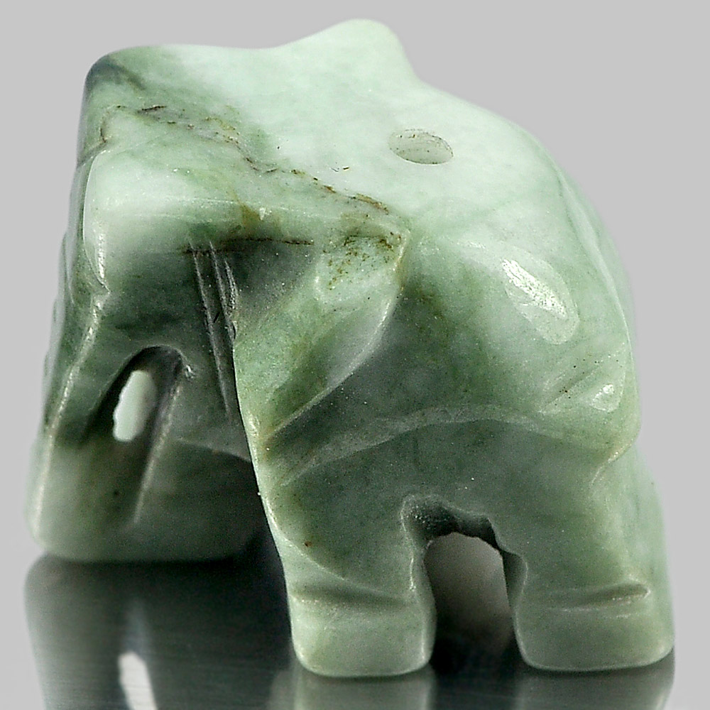 Green White Jade Elephant Carving Unheated 74.81 Ct. Natural Gemstone