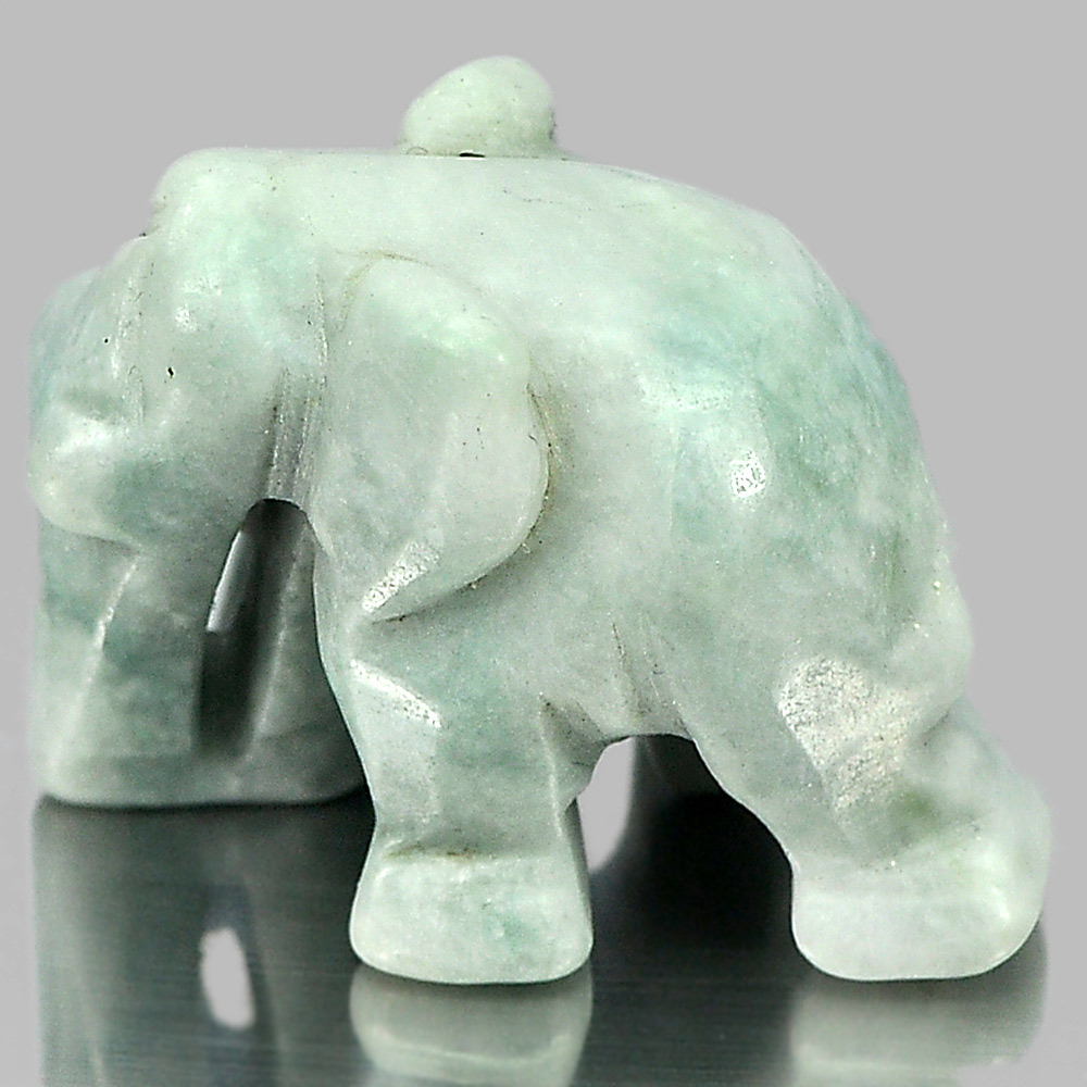Green White Jade Elephant Carving 56.43 Ct. 25 x 19 x 16 Mm.Natural Gemstone