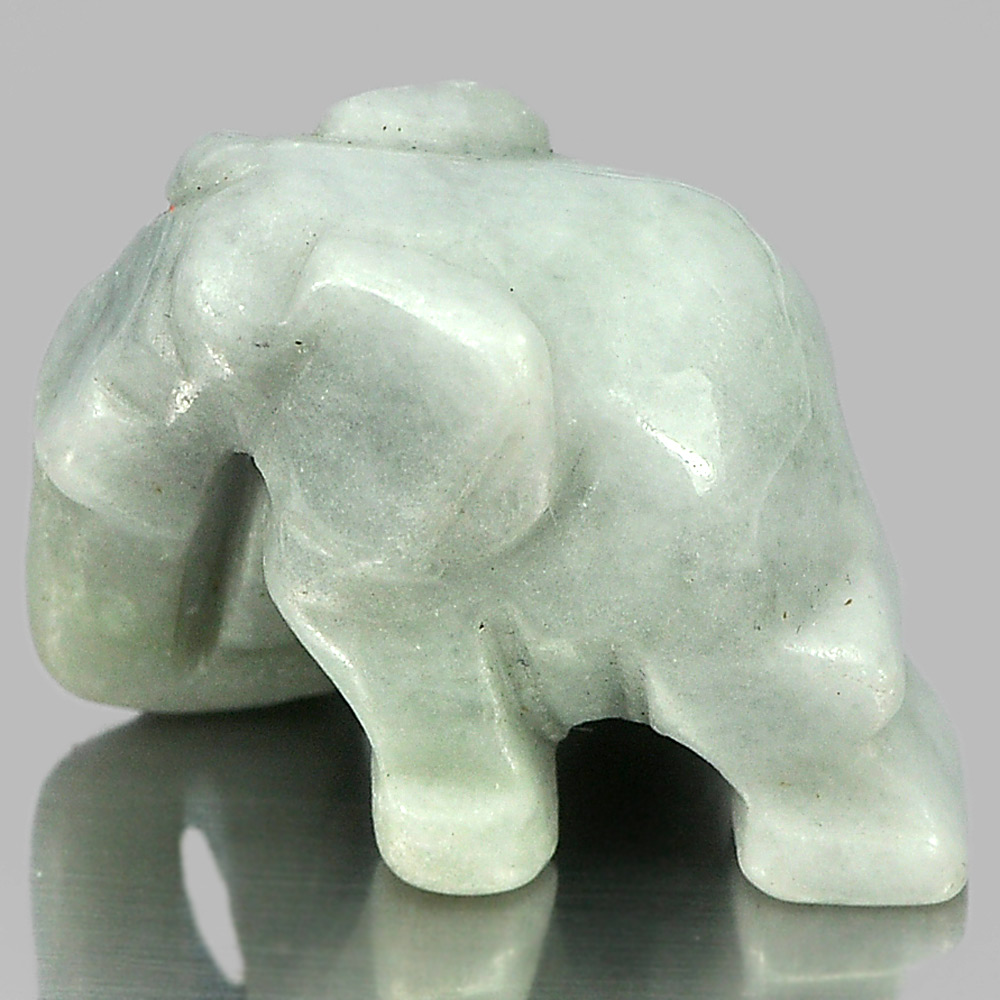 Green White Jade Elephant Carving 56.83 Ct. 25 x 19 x 16 Mm.Natural Gemstone