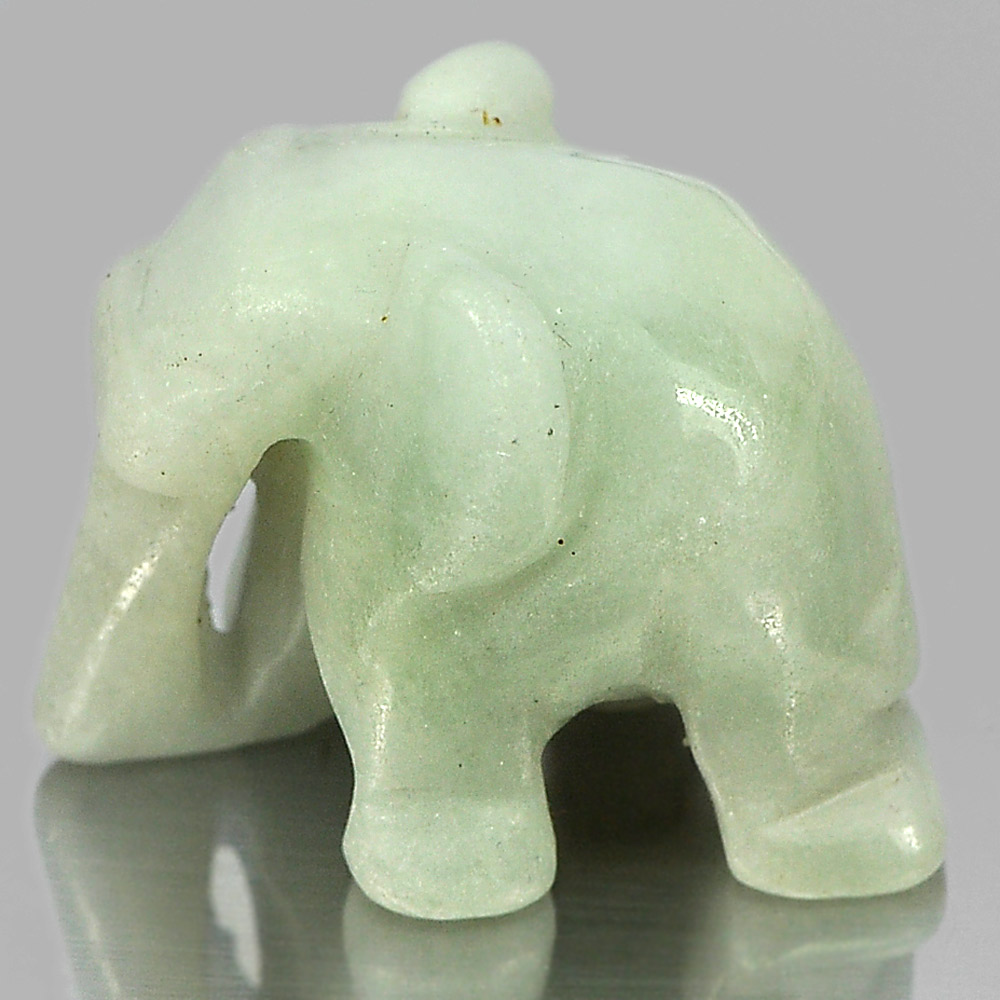 58.64 Ct. 24 x 19 x 17 Mm.Natural Gemstone Green Jade Elephant Carving Unheated