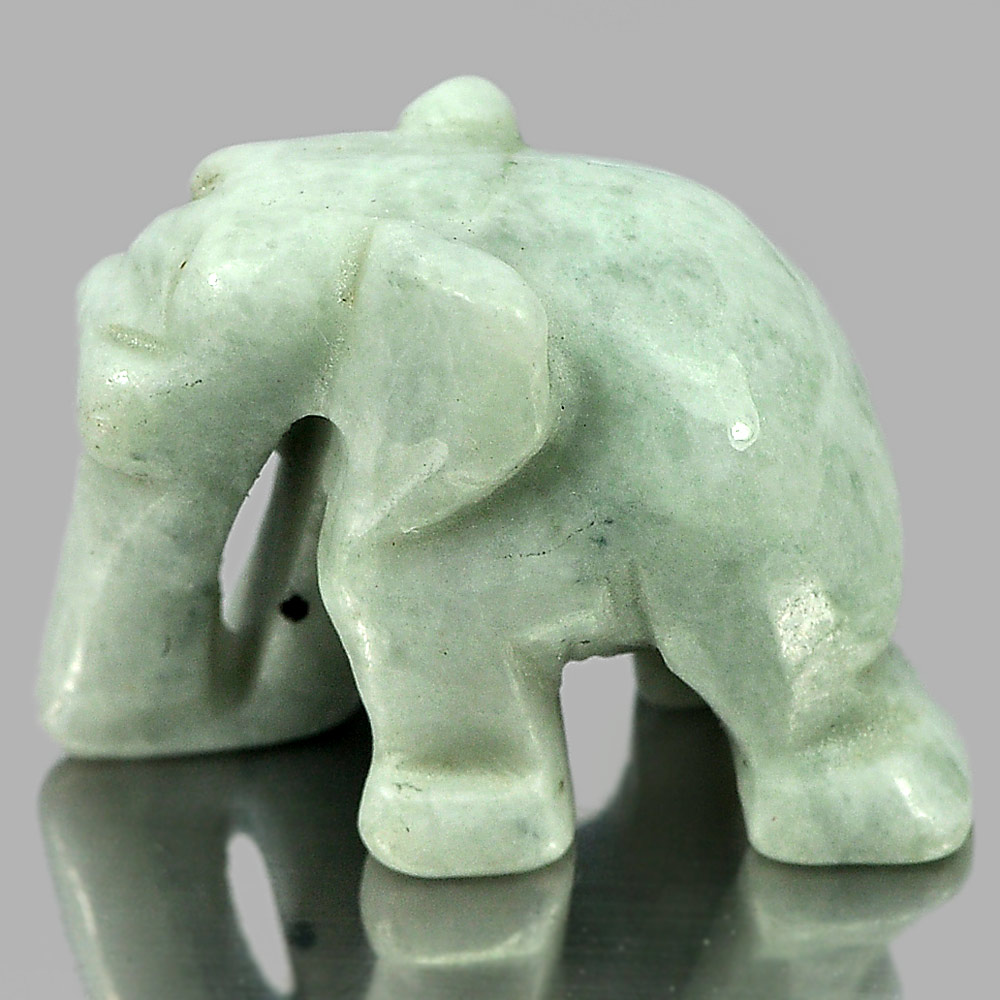 Green White Jade Elephant Carving 44.79 Ct. 25 x 18 x 14 Mm.Natural Gemstone