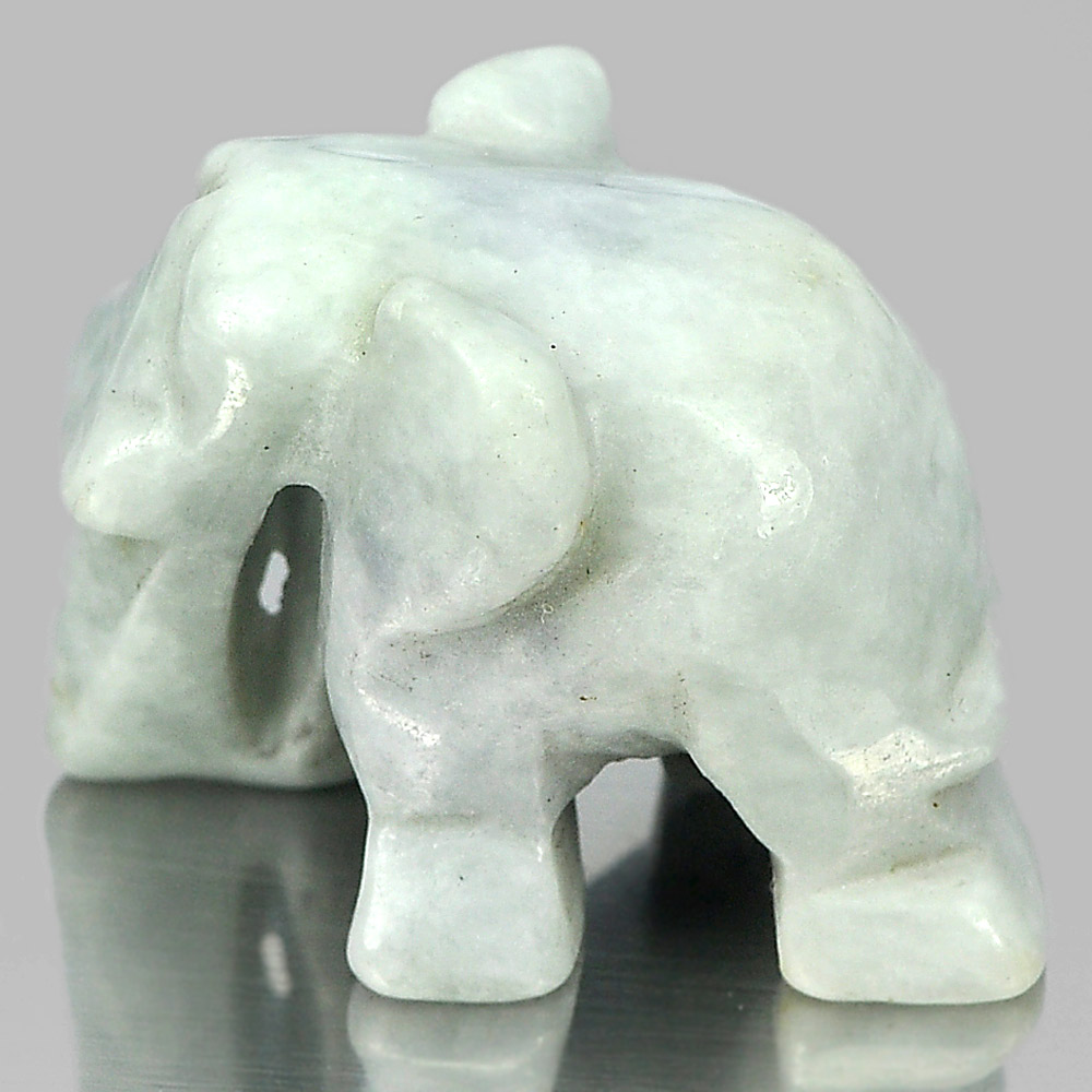 Green White Jade Elephant Carving 60.90 Ct. 25 x 19 x 17 Mm.Natural Gemstone