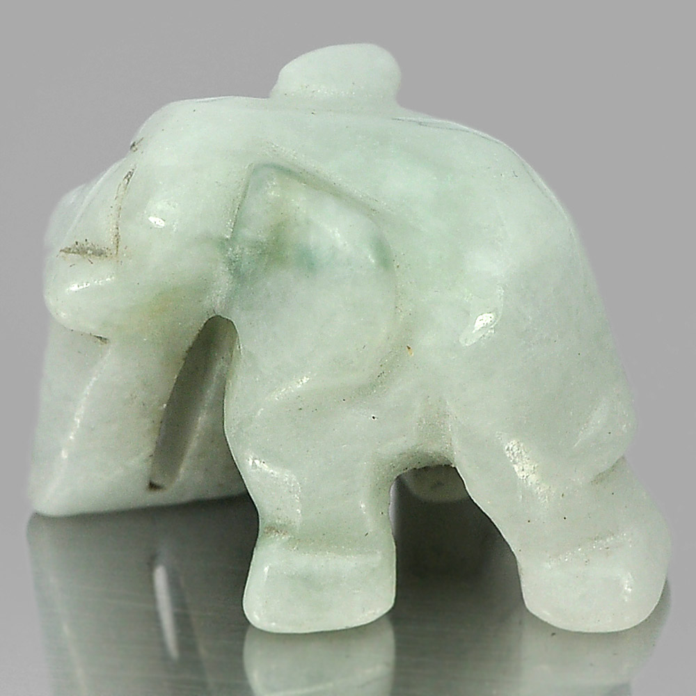 Green White Jade Elephant Carving 51.49 Ct. 25 x 18 x 16 Mm.Natural Gemstone