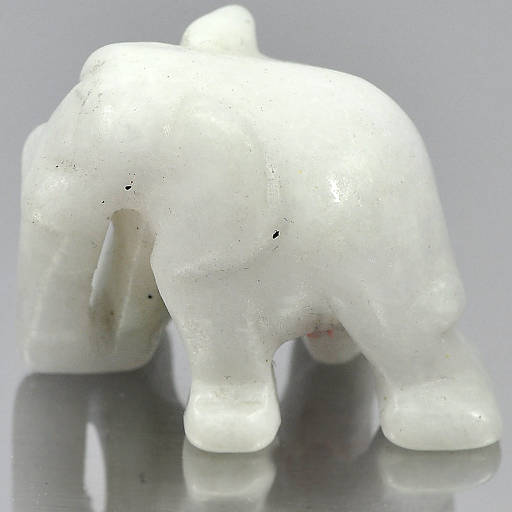 White Jade Elephant Carving 24 x 19 Mm. 53.30 Ct. Natural Gemstone Unheated