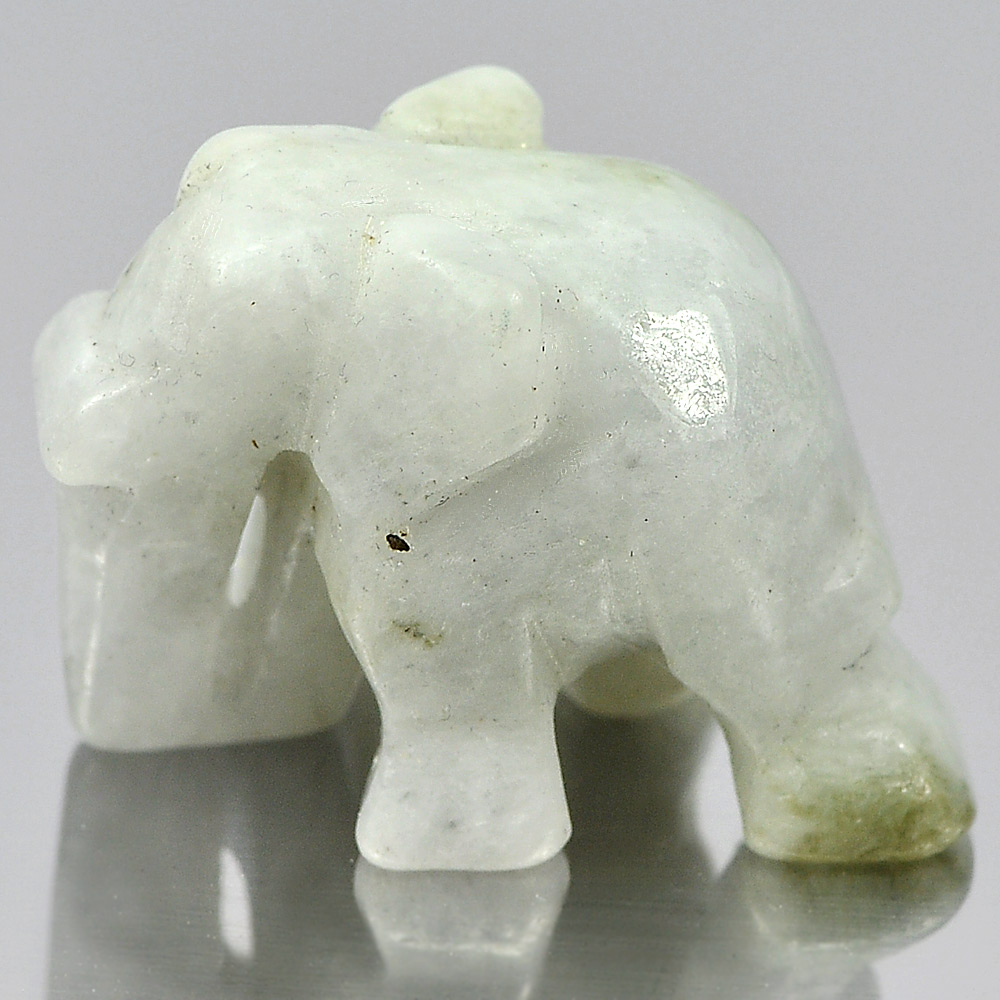 Green White Jade Elephant Carving 26 x 19 Mm. 57.18 Ct.Natural Gemstone Unheated