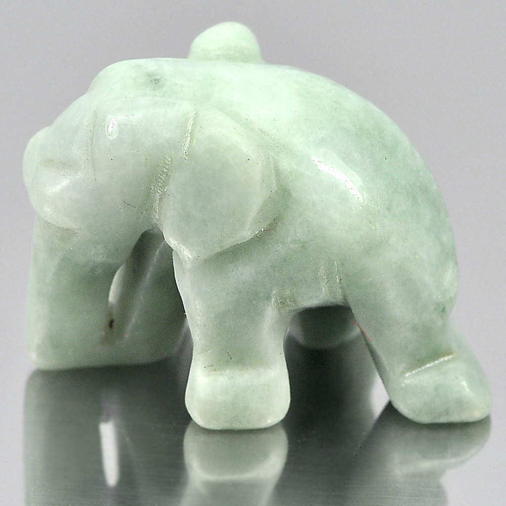 Green White Jade Elephant Carving 25 x 18 Mm. 46.43 Ct.Natural Gemstone Unheated
