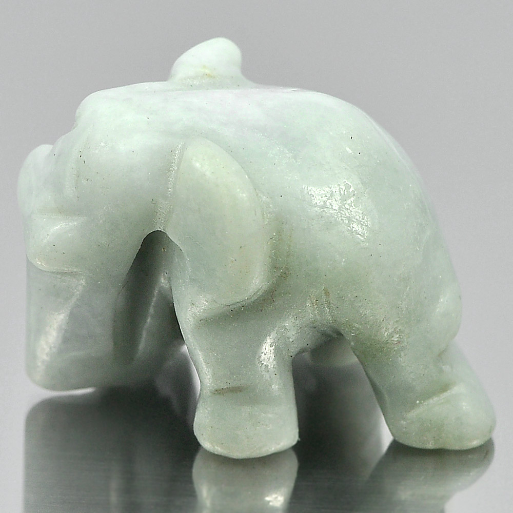 Green White Jade Elephant Carving 25 x 19 Mm. 55.17 Ct.Natural Gemstone Unheated