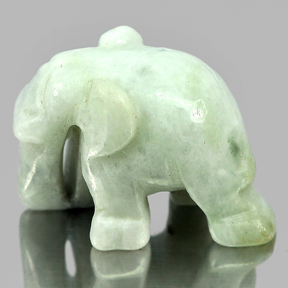 Green White Jade Elephant Carving 48.49 Ct. 25 x 18 x 14 Mm.Natural Gemstone