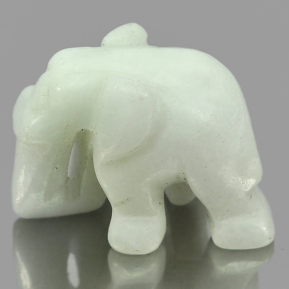 White Jade Elephant Carving 48.30 Ct. 25 x 18 x 14 Mm.Unheated Natural Gemstone