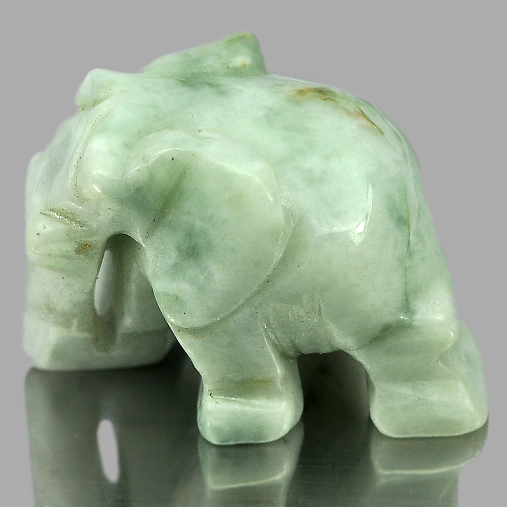 Green White Jade Elephant Carving 68.24 Ct. 26 x 19 x 17 Mm.Natural Gemstone