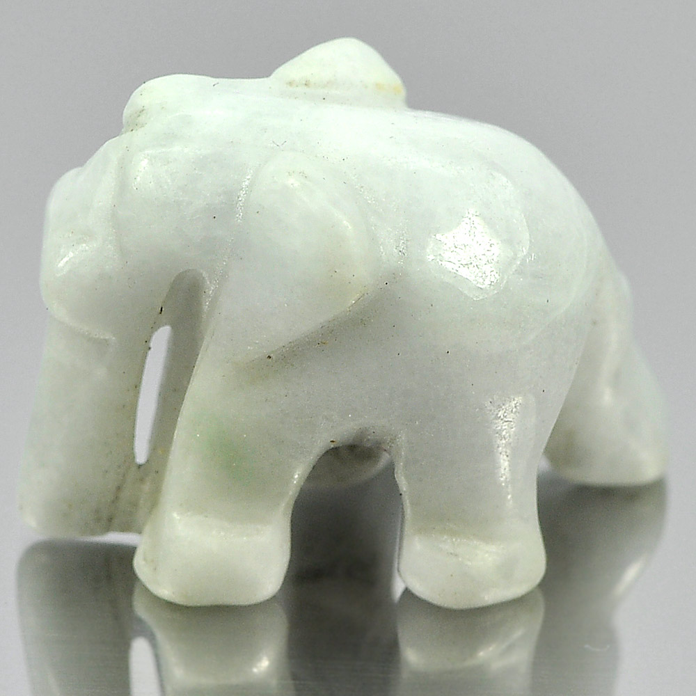 White Jade Elephant Carving 25 x 19 Mm. 47.66 Ct. Natural Gemstone Unheated