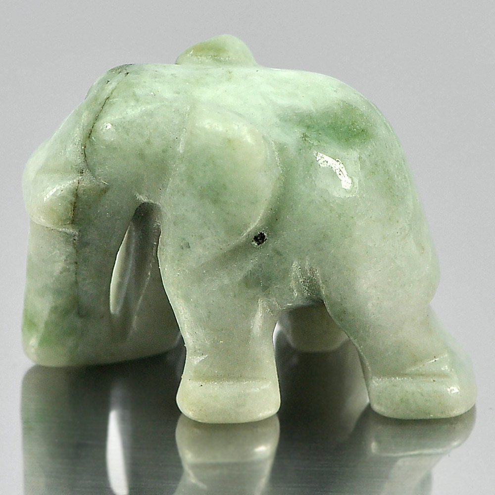 Green White Jade Elephant Carving 26 x 19 Mm. 55.35 Ct.Natural Gemstone Unheated