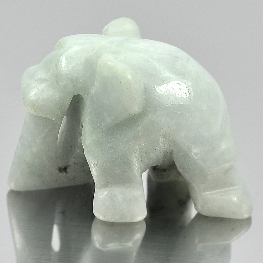 Green White Jade Elephant Carving 26 x 18 Mm. 50.52 Ct.Natural Gemstone Unheated