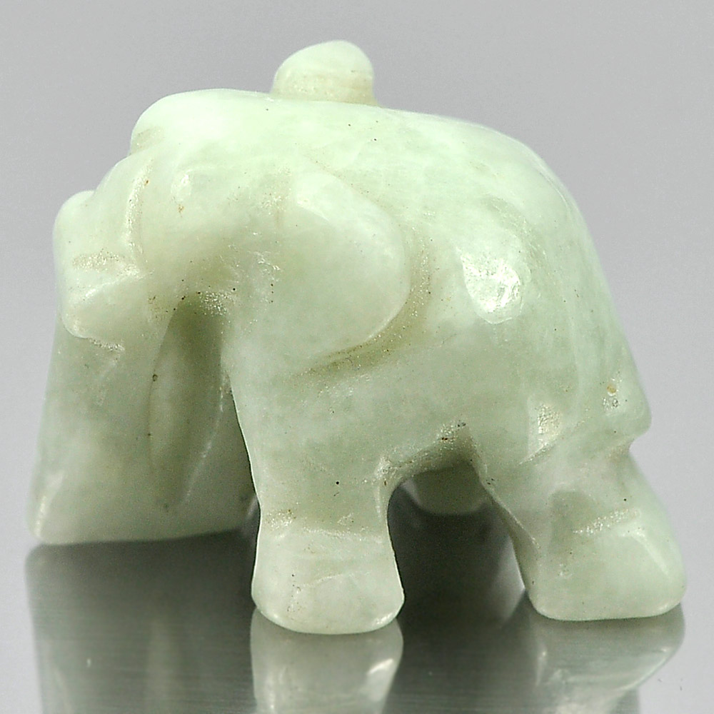 Green White Jade Elephant Carving 25 x 18 Mm. 54.62 Ct.Natural Gemstone Unheated