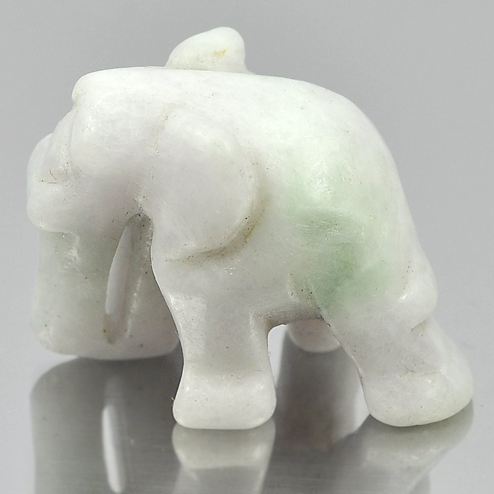 White Jade Elephant Carving 25 x 19 Mm.  52.10 Ct. Natural Gemstone Unheated