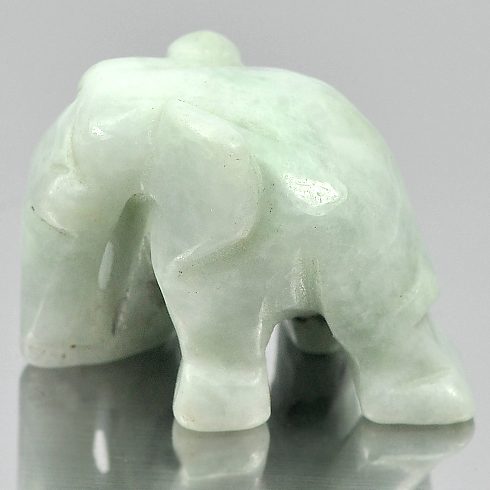 Green White Jade Elephant Carving 25 x 18 Mm. 57.41 Ct.Natural Gemstone Unheated