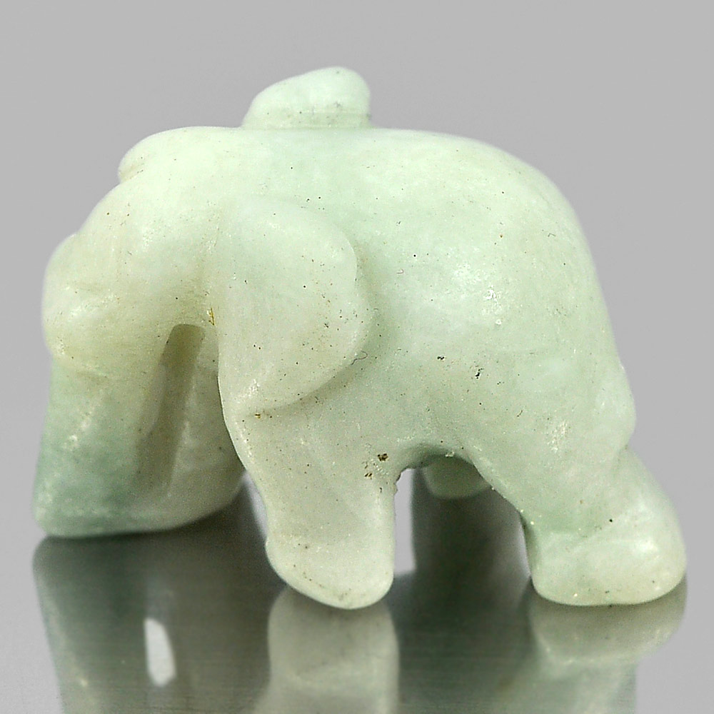 Green White Jade Elephant Carving 51.83 Ct. 26 x 18 x 15 Mm.Natural Gem Unheated