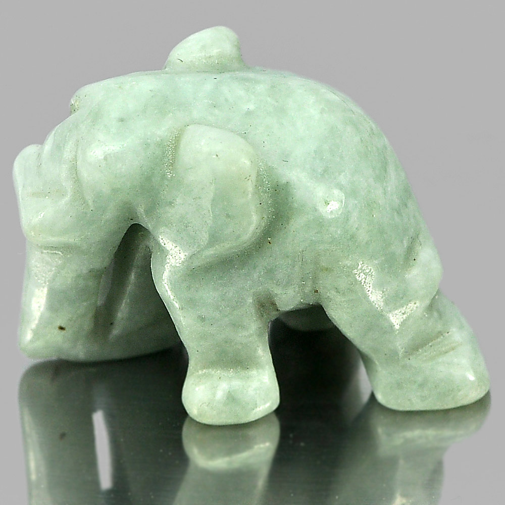 49.45 Ct. 25 x 18 x 15 Mm.Natural Gemstone Green Jade Elephant Carving Unheated