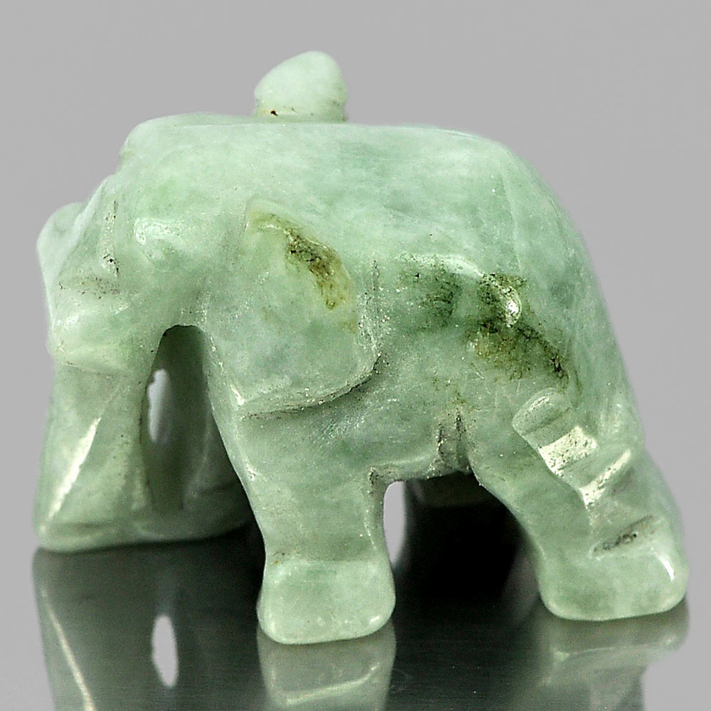 Green White Jade Elephant Carving 58.86 Ct. 26 x 19 x 16 Mm.Natural Gem Unheated