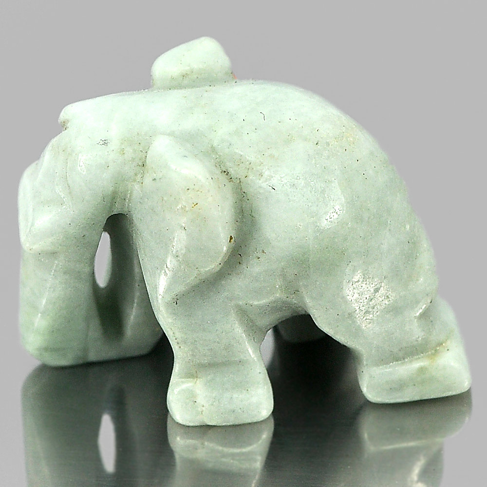 Green White Jade Elephant Carving 55.60 Ct. 26 x 18 x 16 Mm.Natural Gemstone