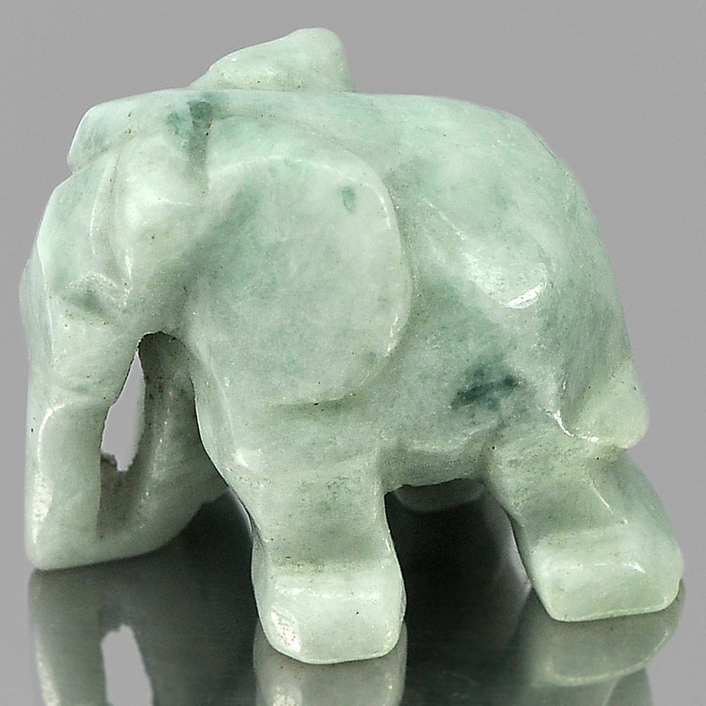 Green White Jade Elephant Carving 51.33 Ct. 23 x 20 x 15 Mm.Natural Gemstone