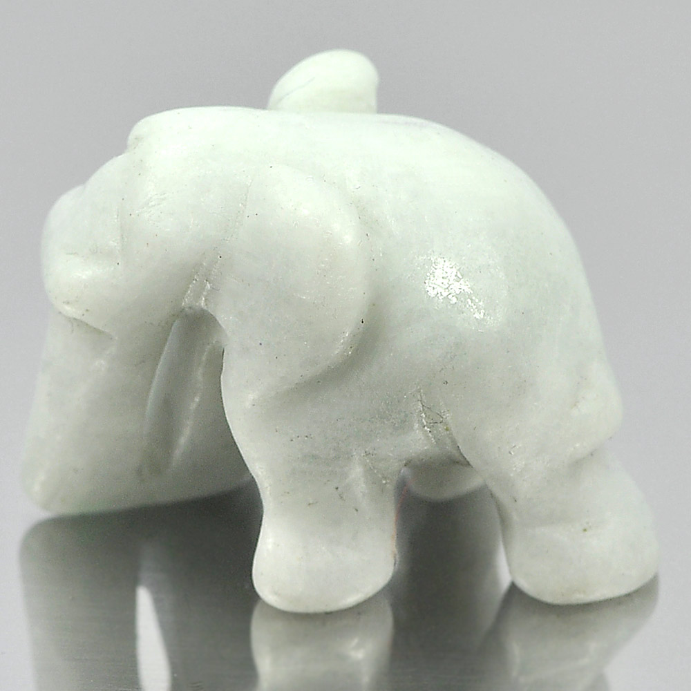 White Jade Elephant Carving 25 x 18 Mm. 52.11 Ct. Natural Gemstone Unheated
