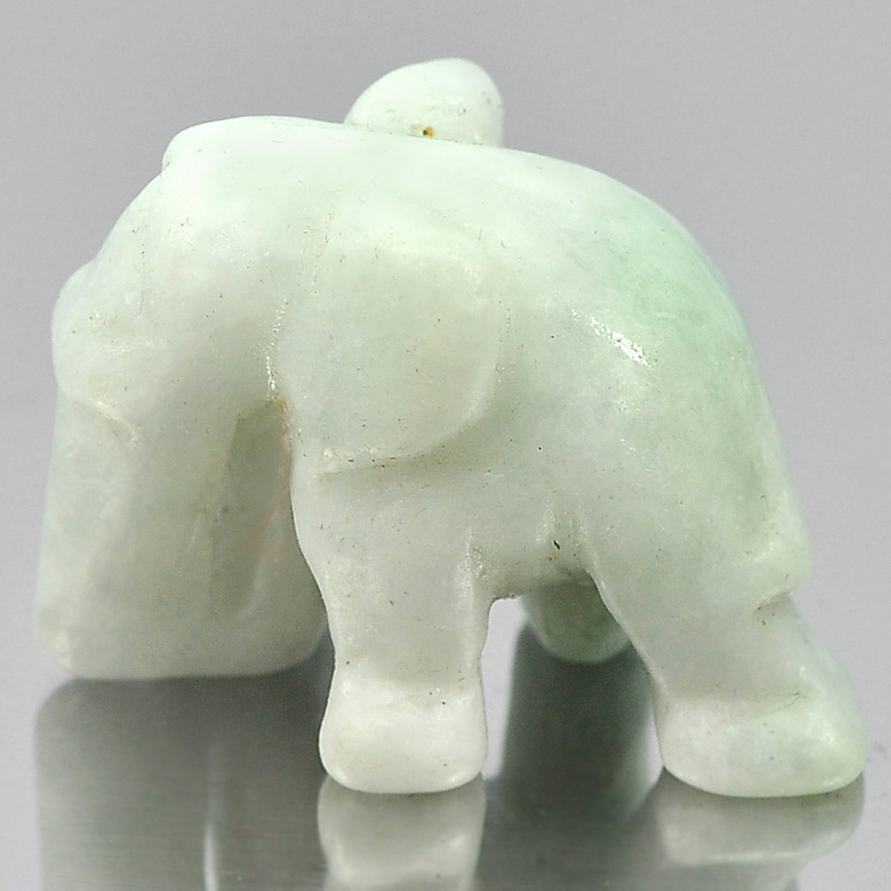 Green White Jade Elephant Carving 25 x 19 Mm. 48.99 Ct.Natural Gemstone Unheated