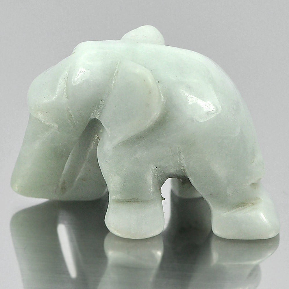 Green White Jade Elephant Carving 26 x 18 Mm. 42.54 Ct.Natural Gemstone Unheated