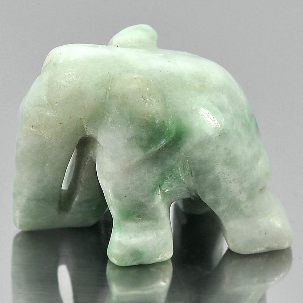 Green White Jade Elephant Carving 26 x 19 Mm. 52.26 Ct.Natural Gemstone Unheated