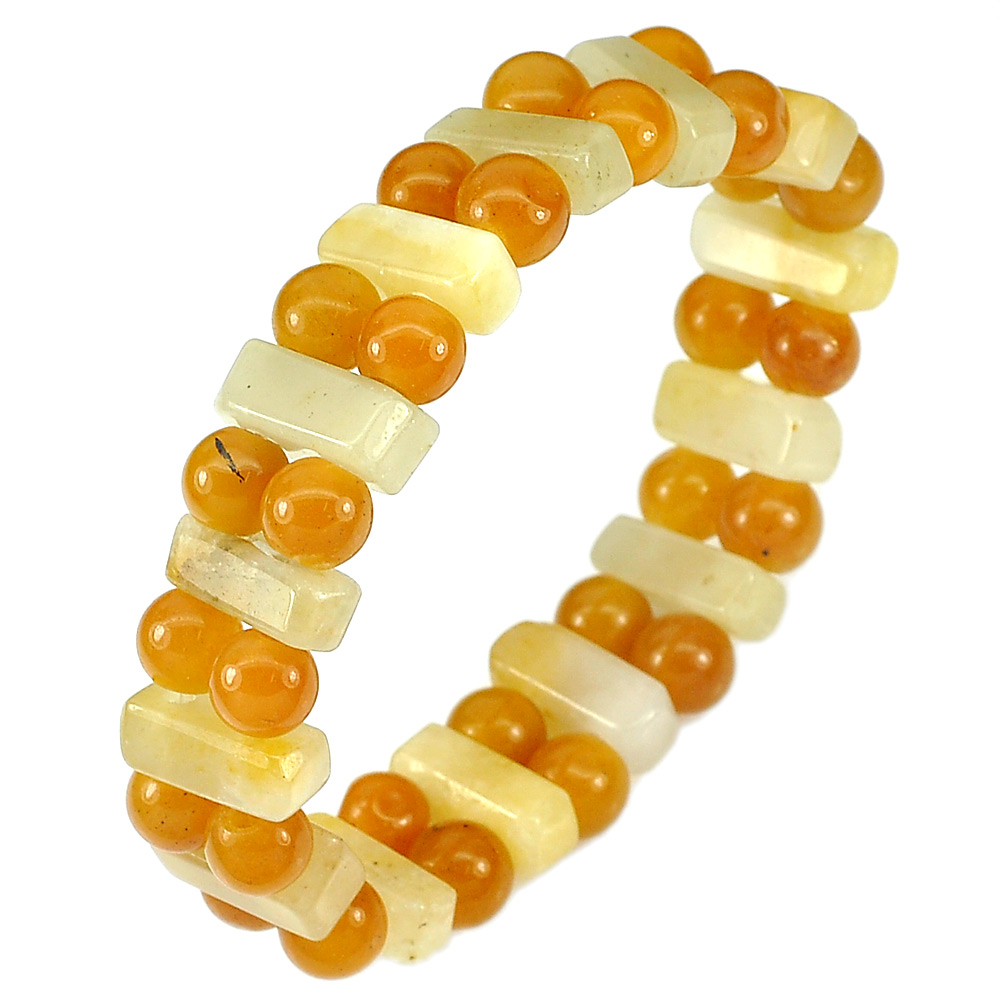 163.79 Ct. Natural Multi-Color Honey Jade Flexibility Bracelet Length 7 Inch.