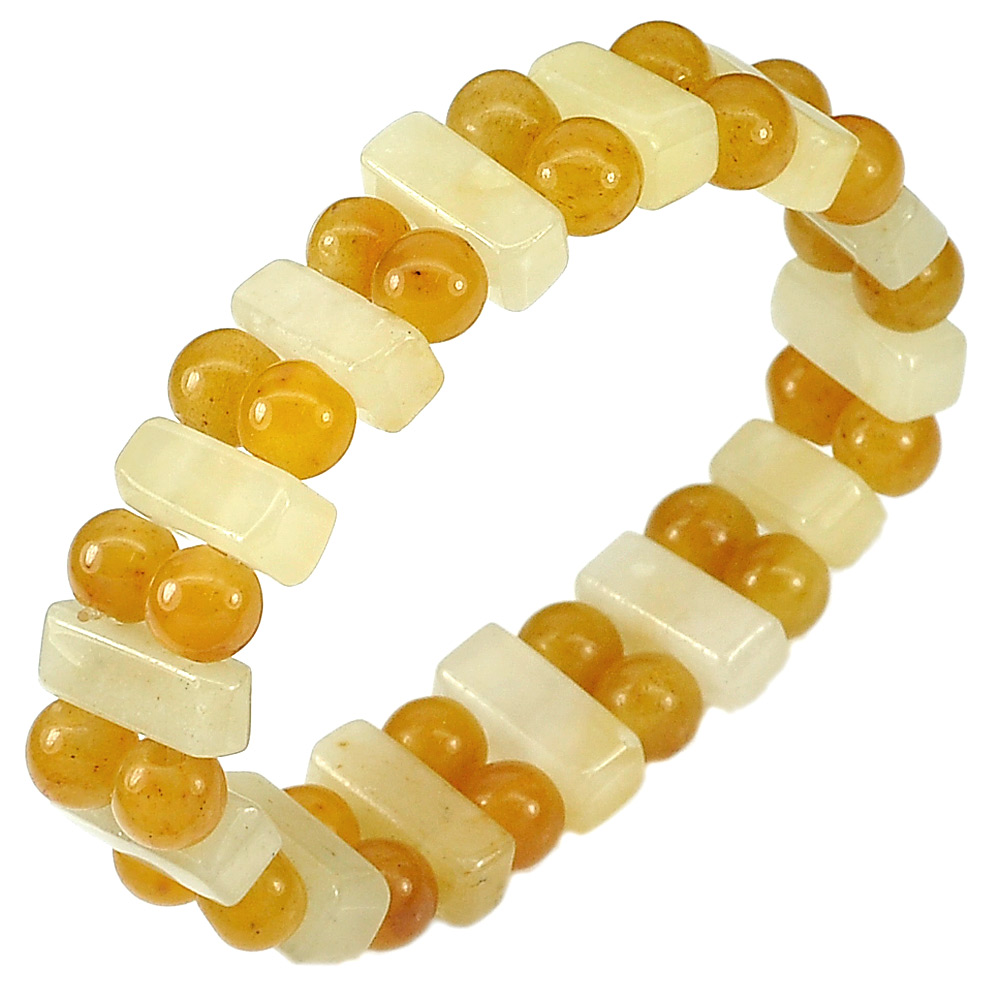 159.70 Ct. Natural Gems Honey Jade Beads Flexibility Bracelet Length 7 Inch.