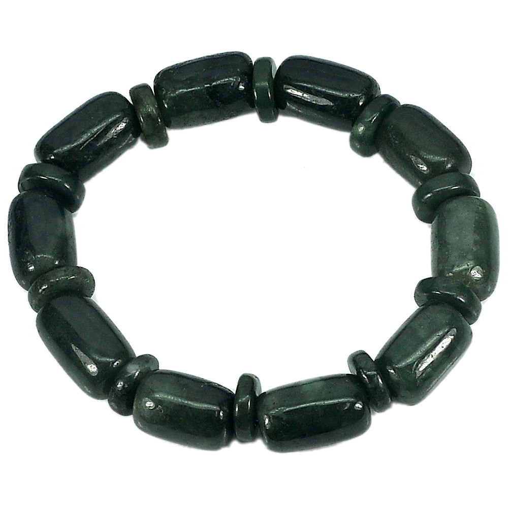 Green Jade Beads Flexibility Bracelet Length 8 Inch. 194.98 Ct. Natural Gemstone