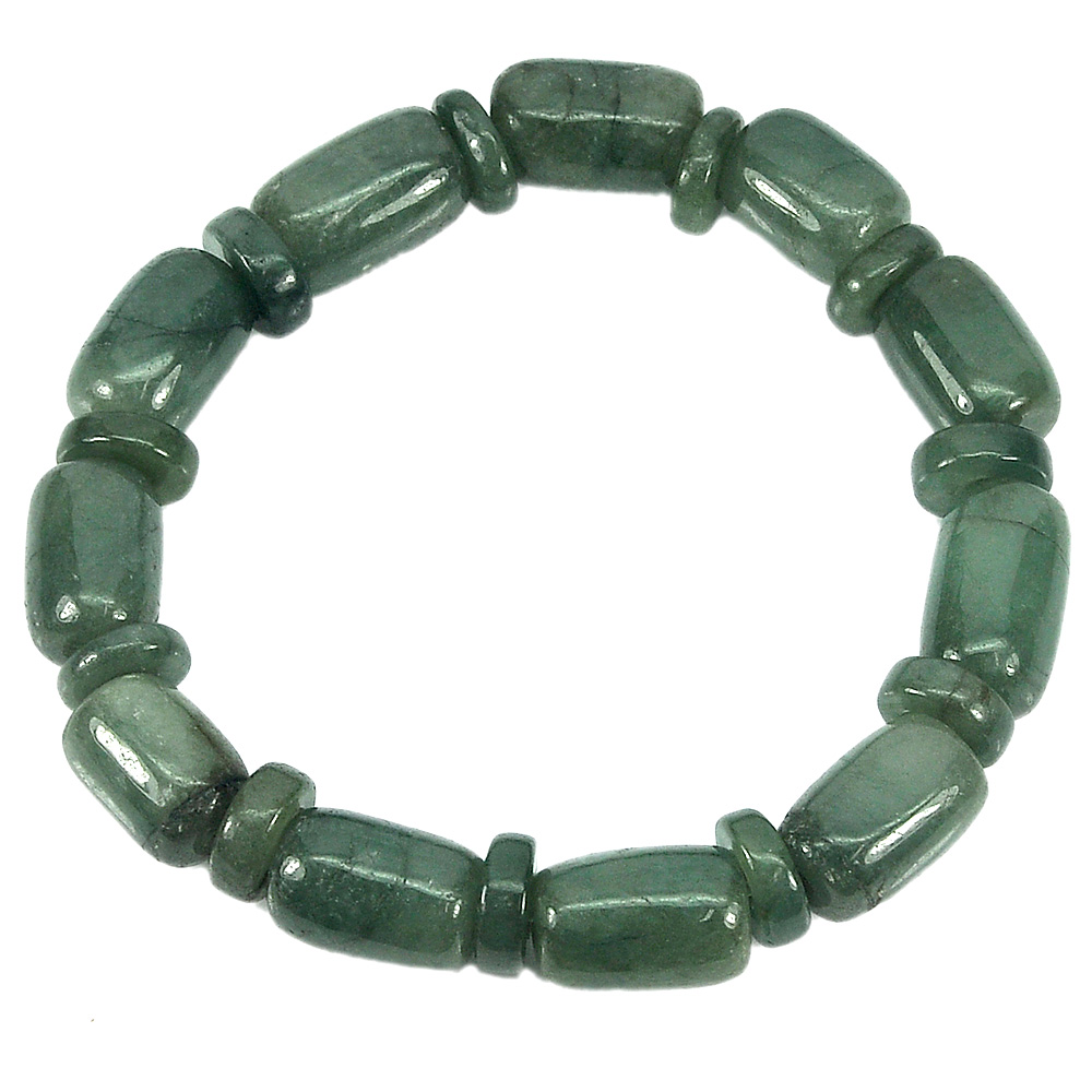 Green Jade Beads Flexibility Bracelet Length 8 Inch. 216.72 Ct. Natural Gemstone