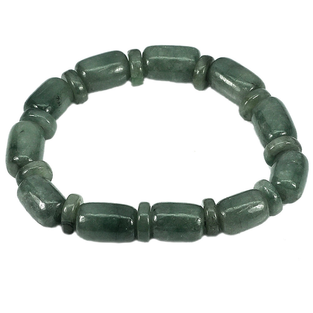 Green Jade Beads Flexibility Bracelet Length 8 Inch.224.82 Ct. Natural Gemstones