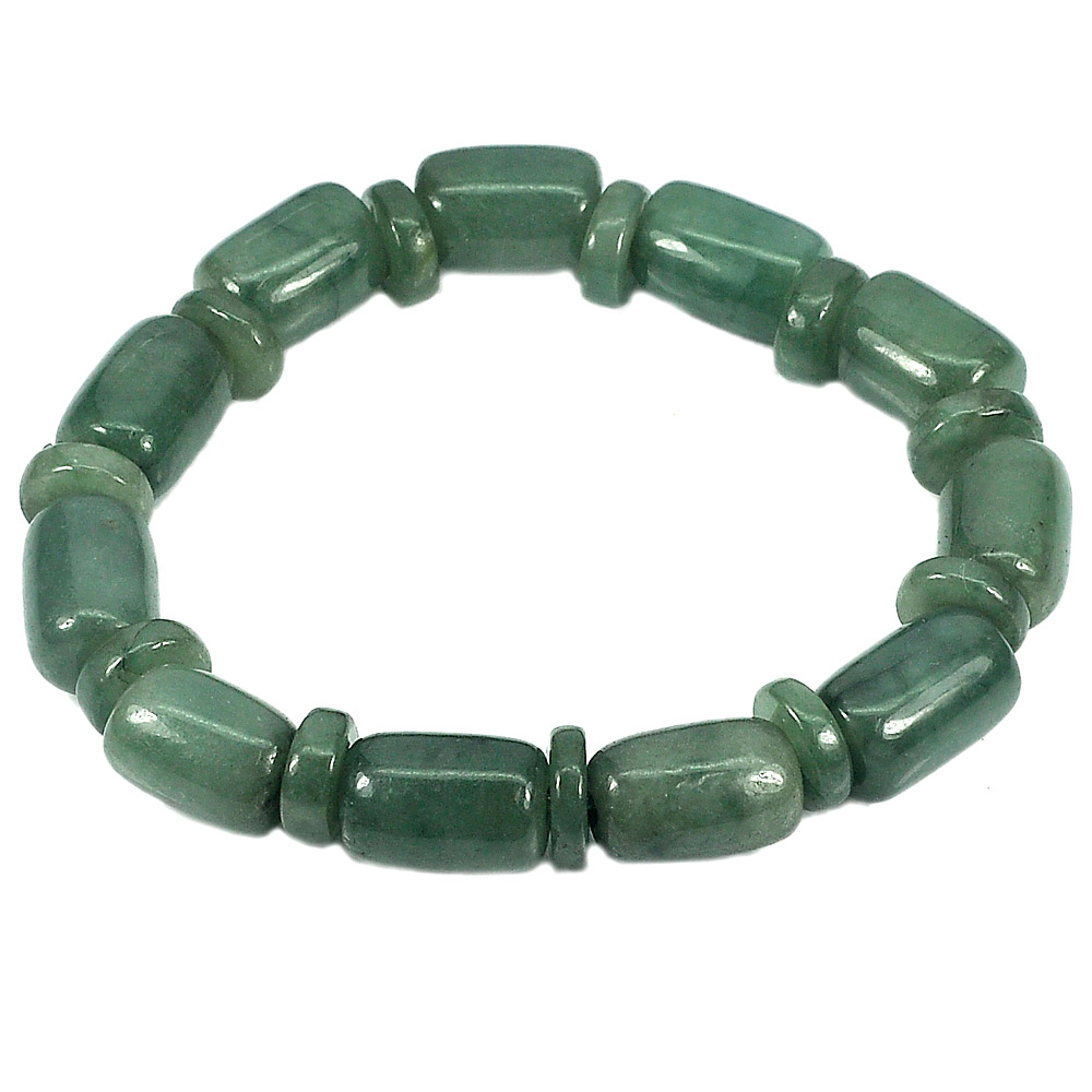 Green Jade Beads Flexibility Bracelet Length 8 Inch. 223.57 Ct. Natural Gemstone